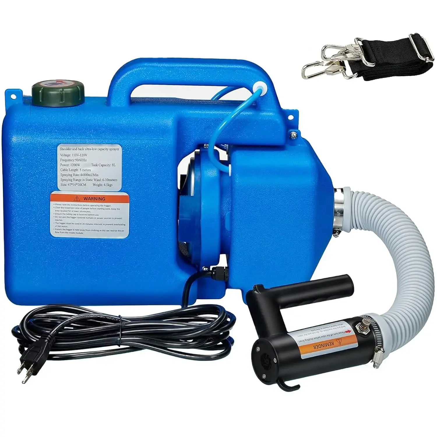 8L Electric ULV Cold Fogger Machine with Backpack Mist Atomizer, Adjustable Flow Rate, Large Area Spraying for Home Indo