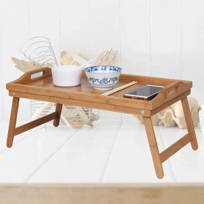 

50x30x24cm Portable Natural Bamboo Bed Breakfast Tray Laptop Desk Reading Gaming Desk Folding Table Useful Simple Woolden Tool