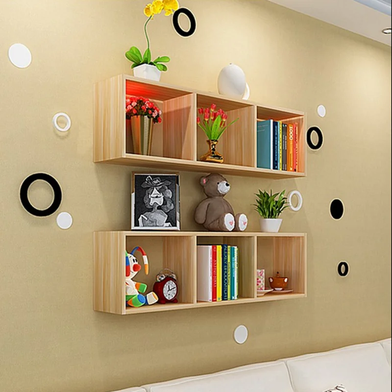 Creative grid partition wall storage rack Wall hanging bookshelf Storage rack Wall hanging bookshelf Decorative bookshelf rack