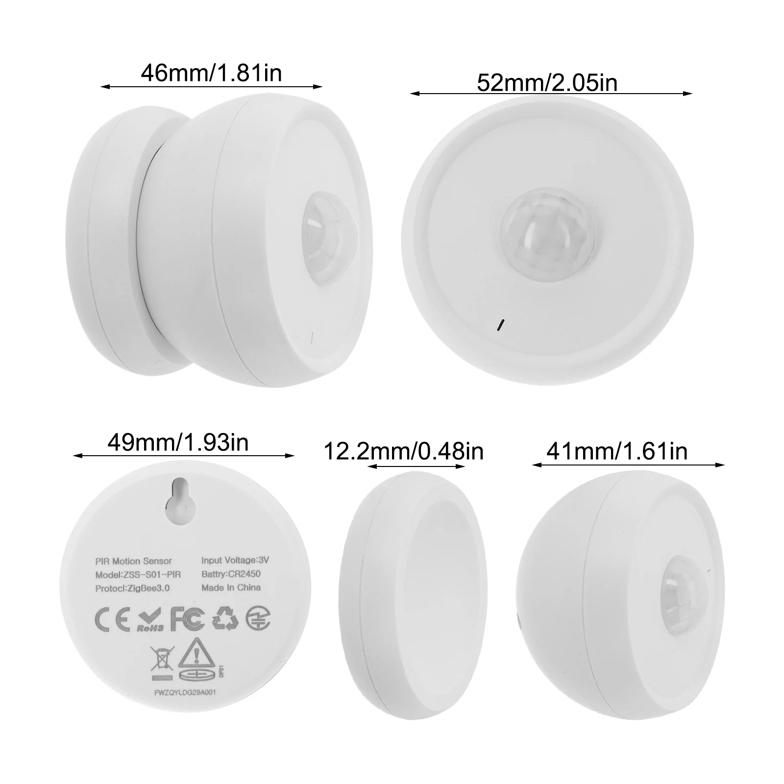 

For Security System Home Security PIR Sensor Security Monitoring Color: White Smart Body Infrared Sensor App Control
