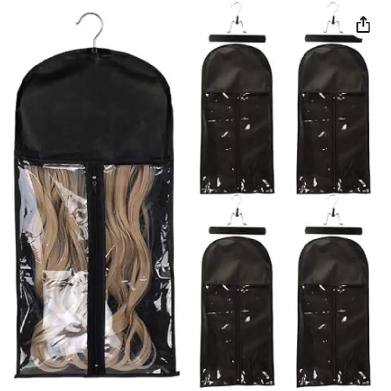1Set Wig Storage Bag Extra Long Hair Extension Storage Bag With Hanger For Wigs Hair Extensions Hairpiece Wig Bag With Wig Hang