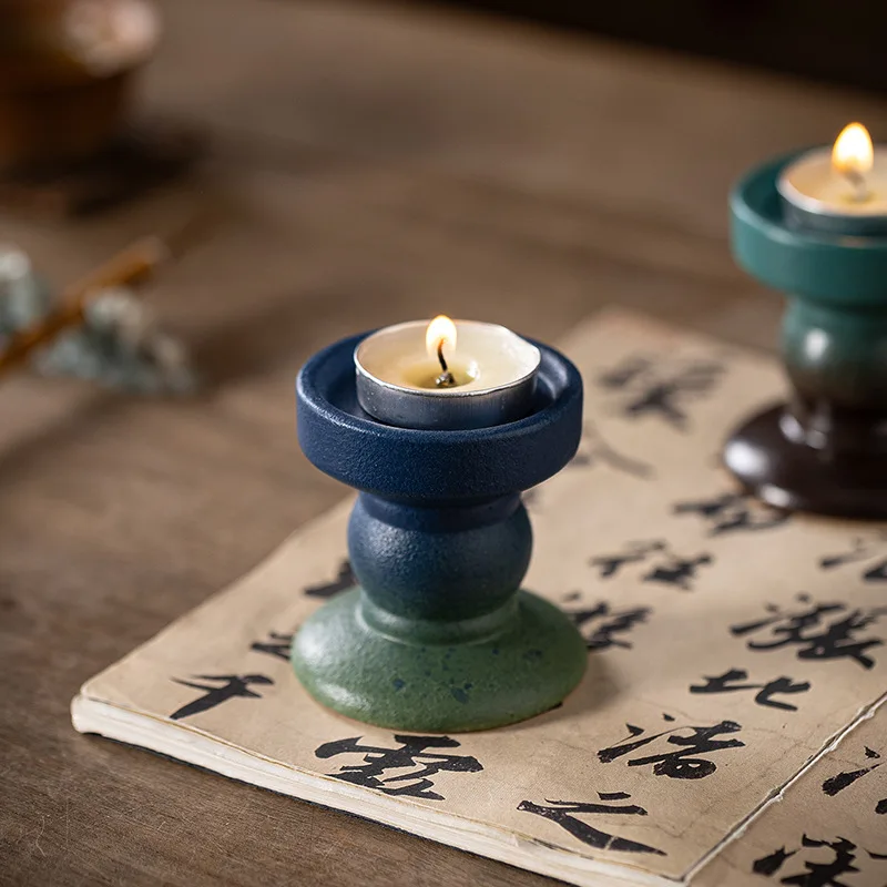YFY retro ceramic candle holder, household tea room study atmosphere light,offering Buddha in front of Buddha, candle base