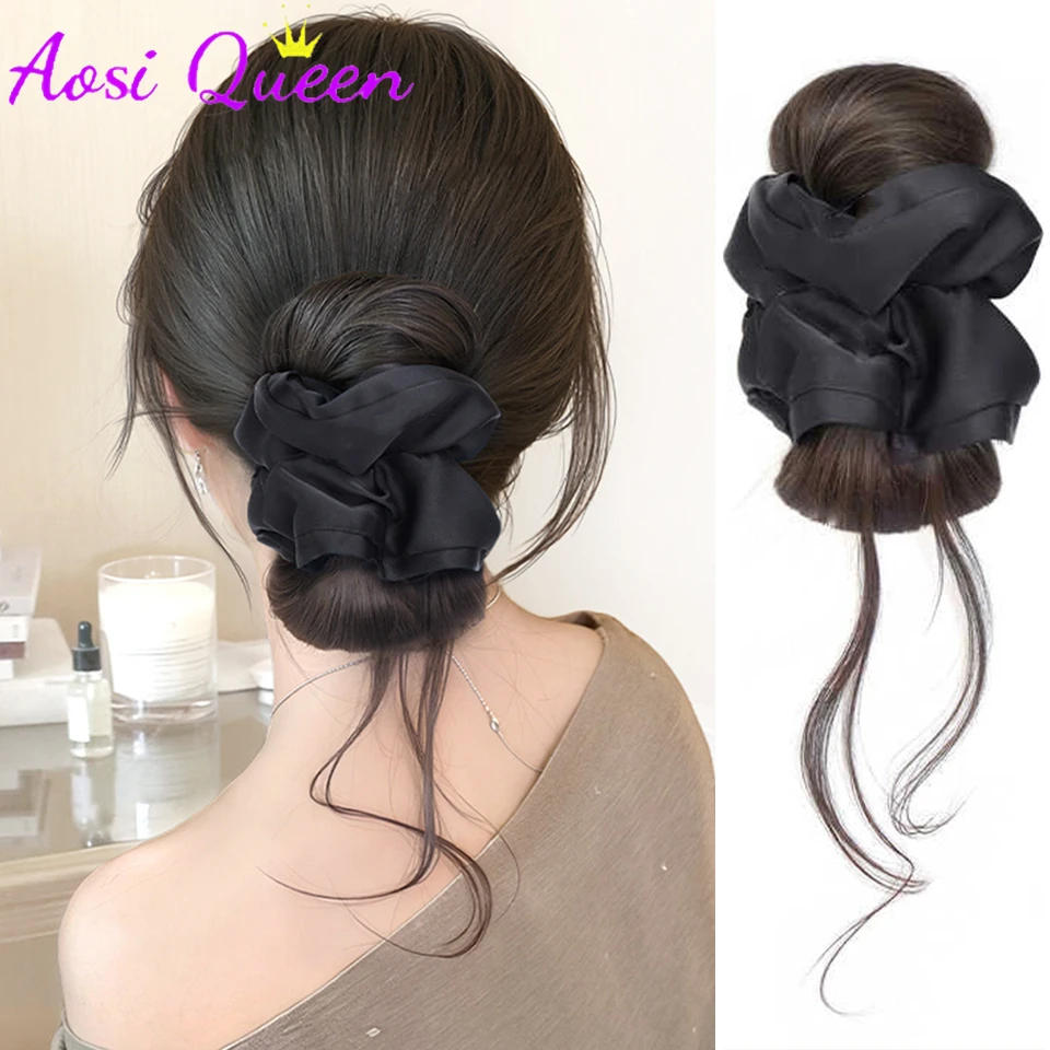 

Синтетический атласный пучок для волос AOSIQUEEN с заколкой-крабом, накладной пучок-шиньон, пышный кудрявый пучок для женщин, для повседневного использования