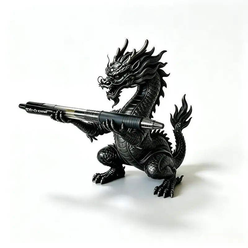 New 1Pcs 3D Printed Dragon Shaped Pen Holder Oriental Myth Vintage Style Dragon Stationery Storage Plastic Cartoon