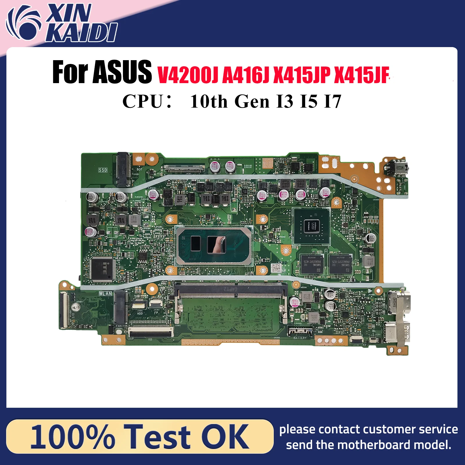 

X415JP Материнская плата для ноутбука ASUS VivoBook X415JF X415J V4200J X415JAB V5200J X415JP A416J Материнская плата с процессором I3 I5 I7 в порядке