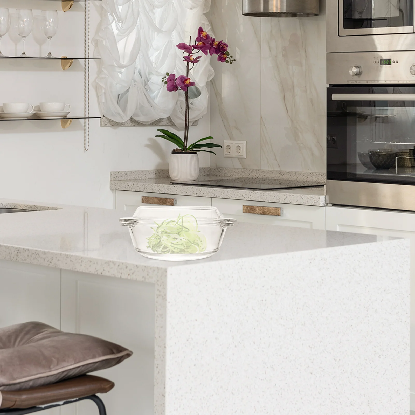 

1Pcs Double Handle Soup Bowl High Borosilicate Glass Multipurpose Fruit Salad Soup Serving Bowl Oven Microwave