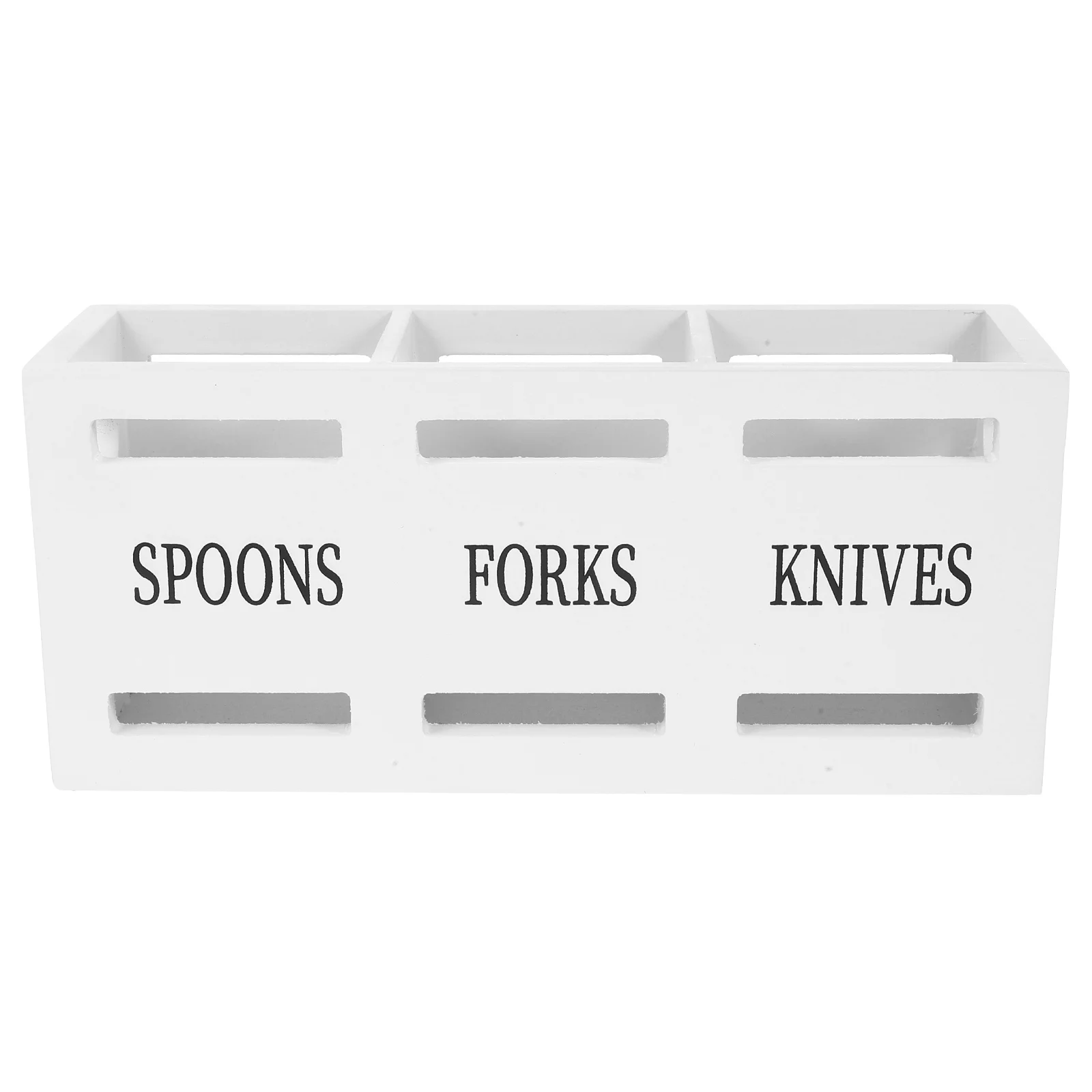 

Wooden Tableware Organizer Large Capacity Cutlery Storage Box Kitchen Utensil Holder Countertop Compartments Forks Spoons