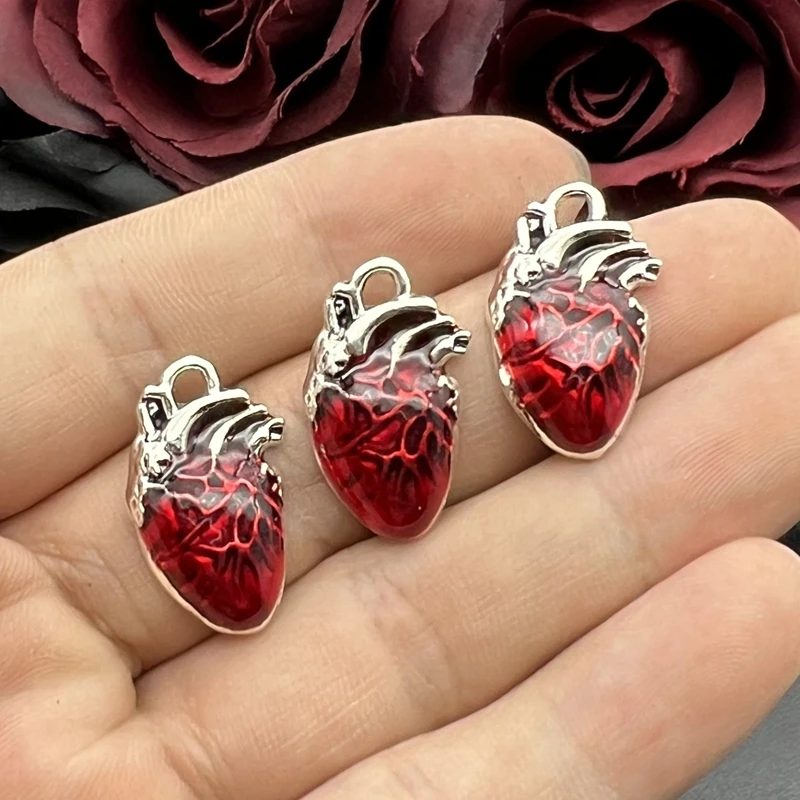 5pcs 25*14mm Human Heart Organ Charms Science Medicine Anatomical Pendant Biology Jewelry Finding.DIY.charms for jewelry making