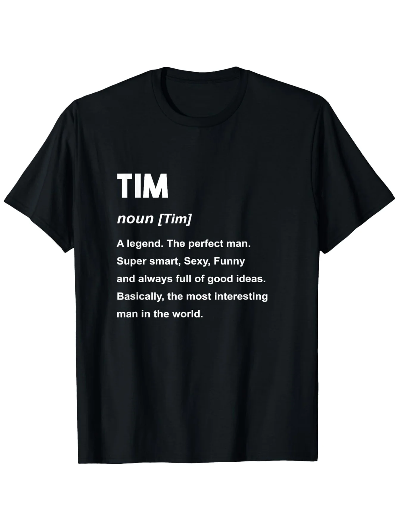 تي شيرت رجالي من Tim Name - قطن أسود، تي شيرت فائق النعومة وجيد التهوية