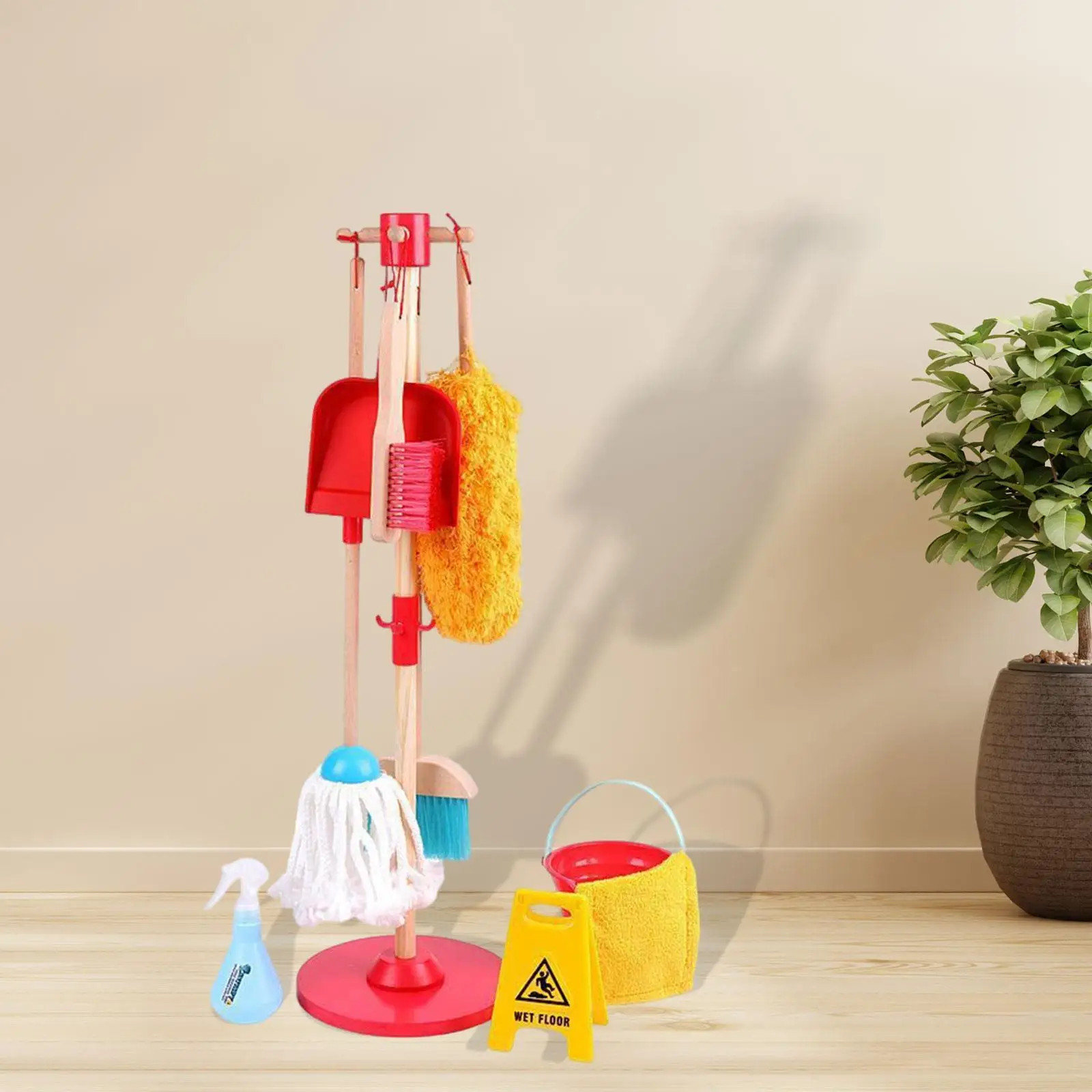 Outil de nettoyage ménager pour enfants, Mini balai et pelle à poussière, jouet éducatif précoce en bois, accessoires de maison de jeu pour cadeau d'anniversaire