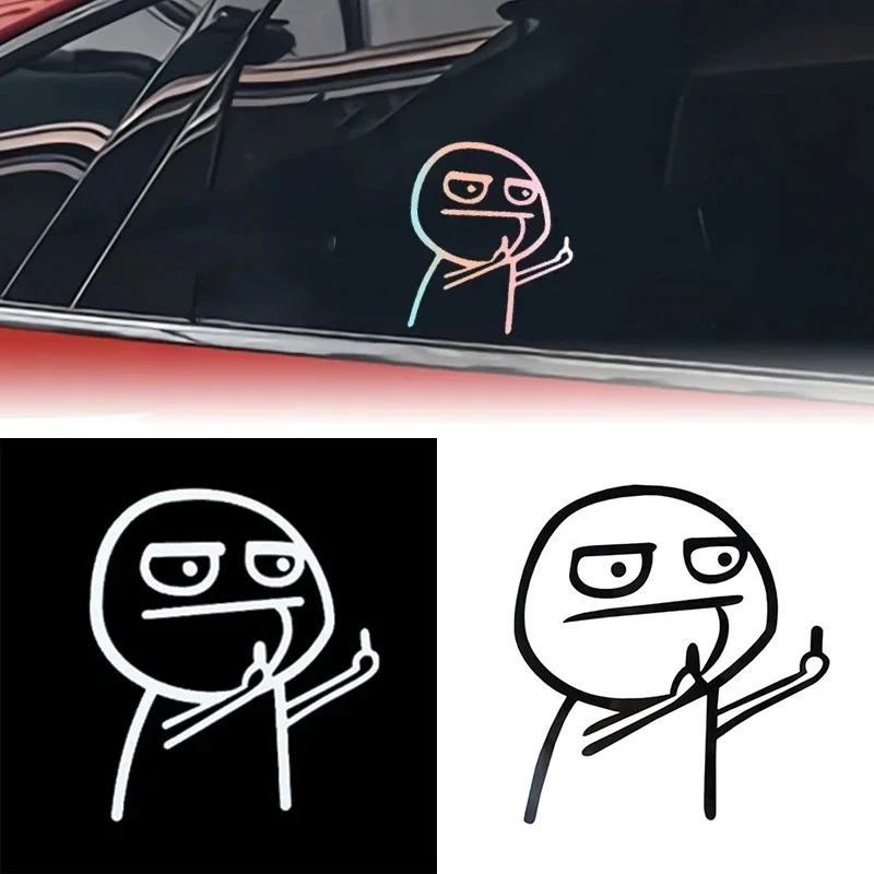 1/2/3pcs Motorcycle Car Cartoon Funny Middle Finger Reflective Car Sticker Bicycle Decal Styling Decor Exterior Accessories