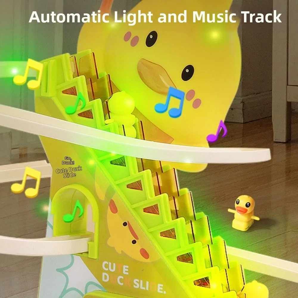 

Creative Ducklings Climbing Stairs Cute with Lights and Music Duck Roller Coaster Cartoon Yellow Interactive Escalator