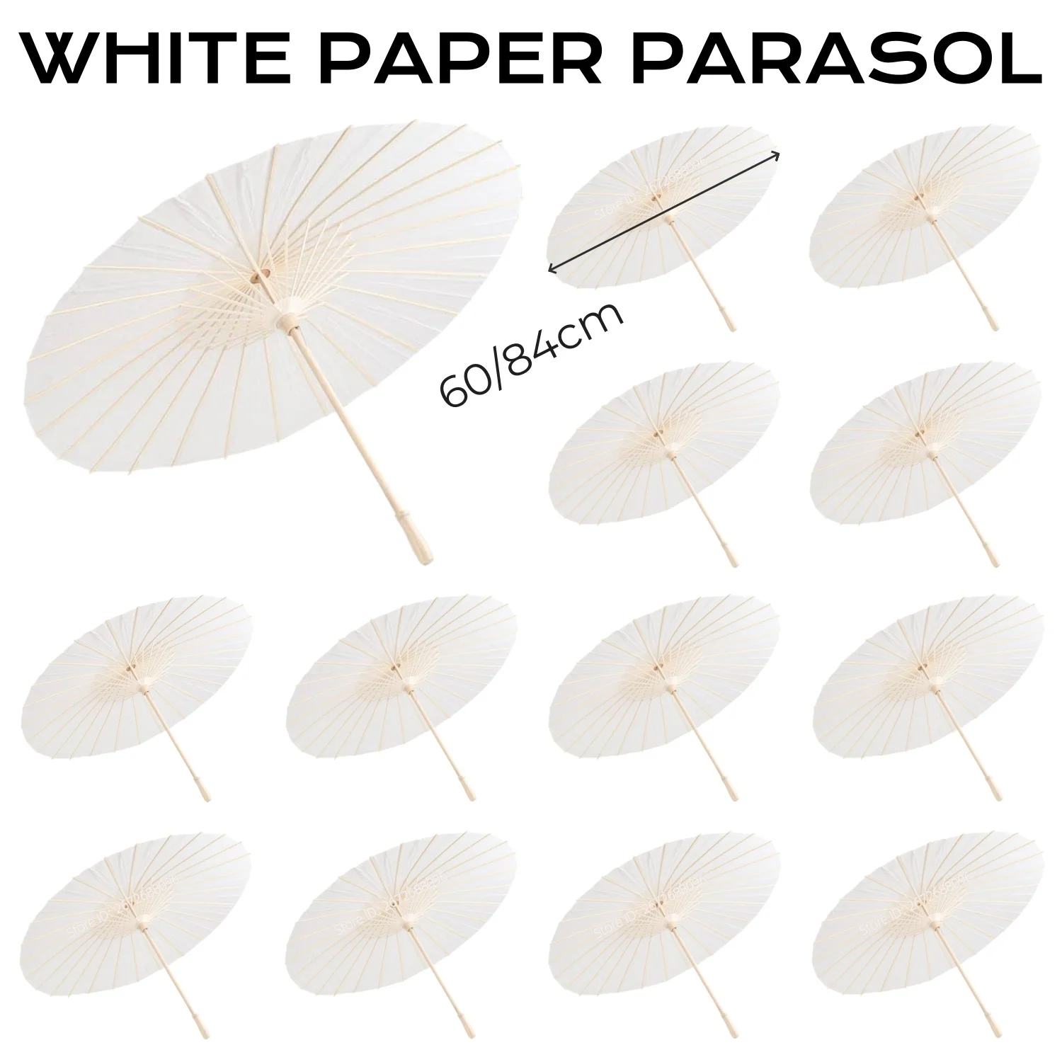 5/12/16PCS Papierowy parasol ślubny Papierowy parasol Party Favor 60/80cm Białe parasole na wieczór panieński Centerpieces Rekwizyty fotograficzne