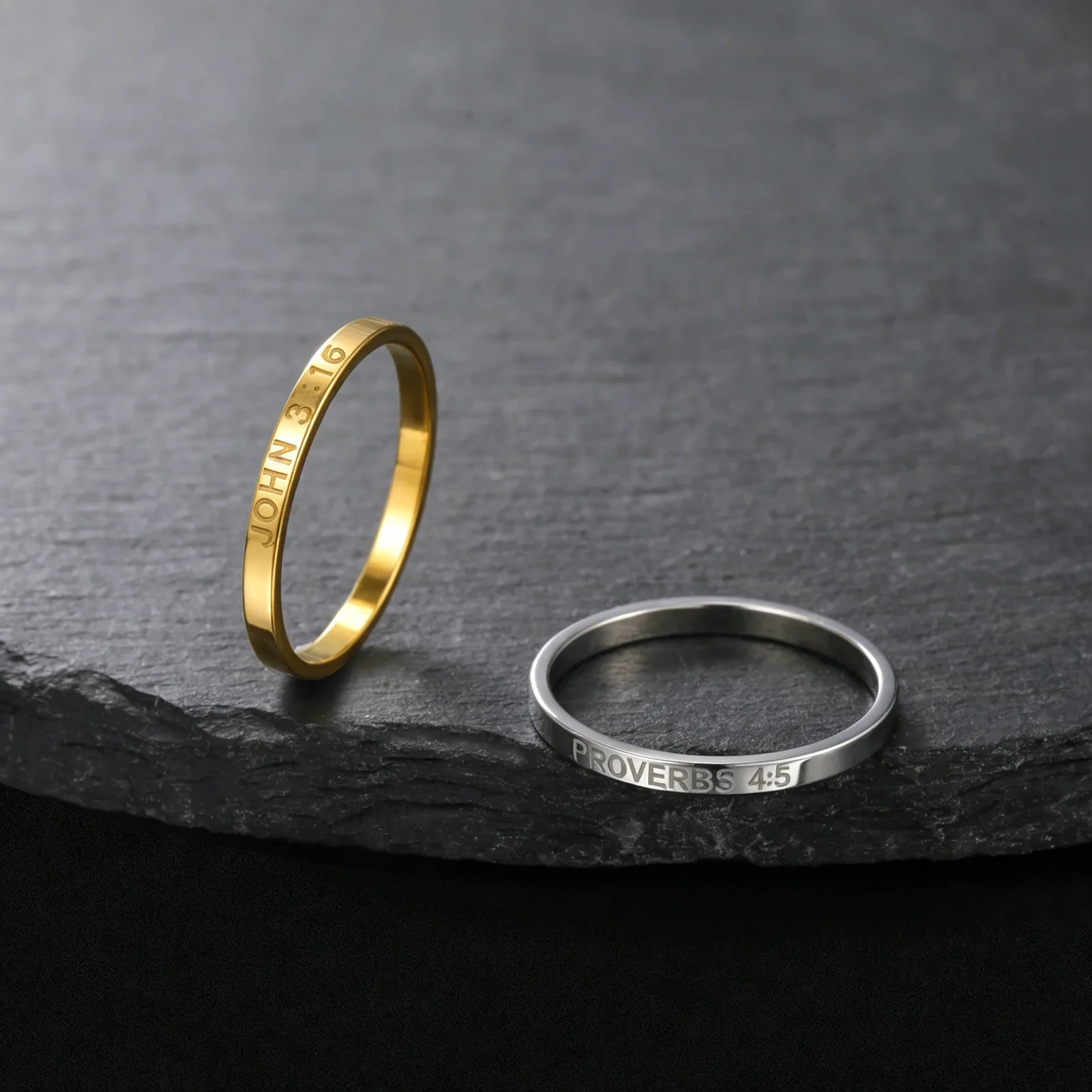 CoolTime Bible Chapters Personalized Custom Ring For Women Men Stainless Steel Prayer Protective Belief Jewelry Family Gift
