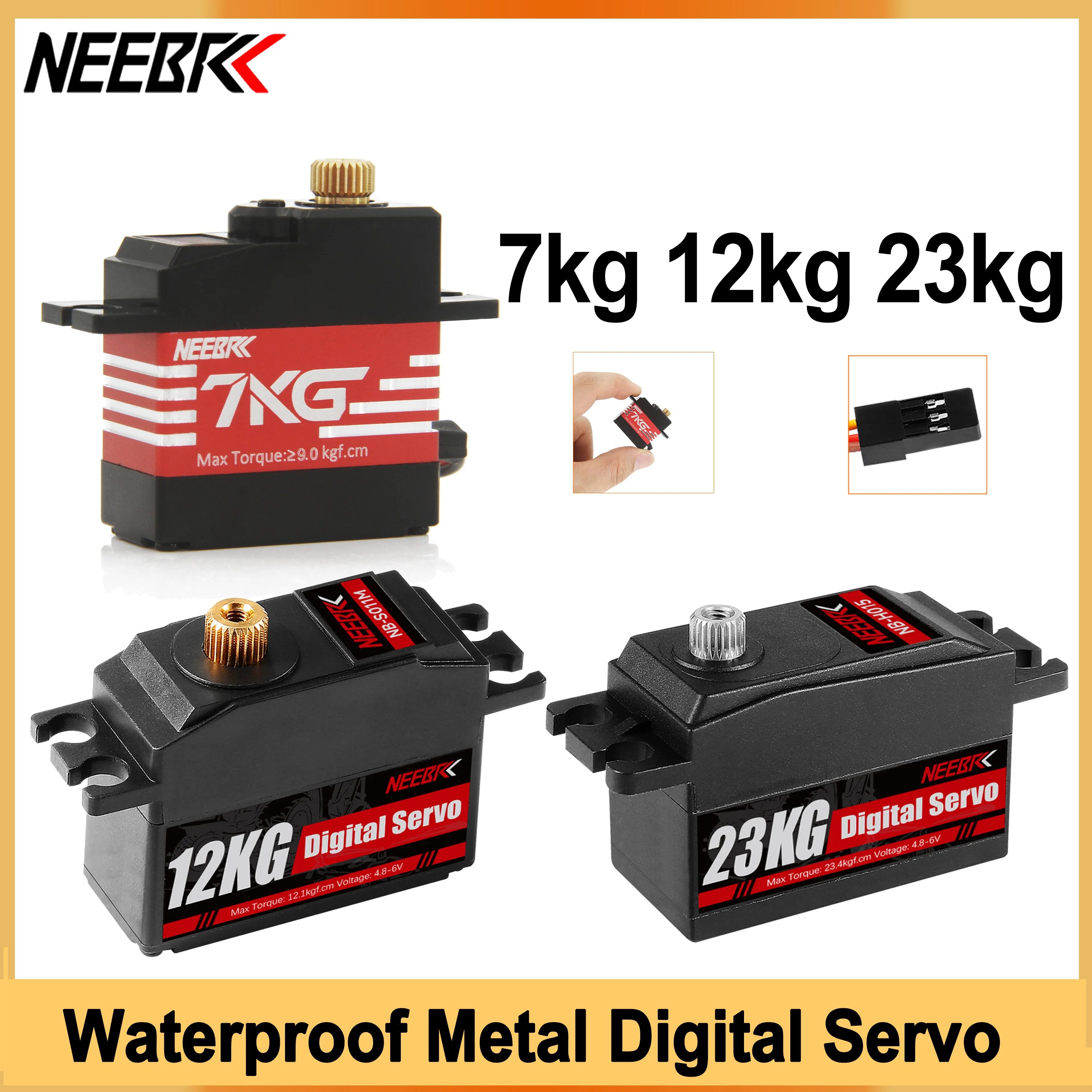 NEEBRC 7KG 12KG 23KG Waterproof Metal Gear Digital Servo for RC Car Truck Crawler Fixed-wing Helicopter Robot Toy Accessories
