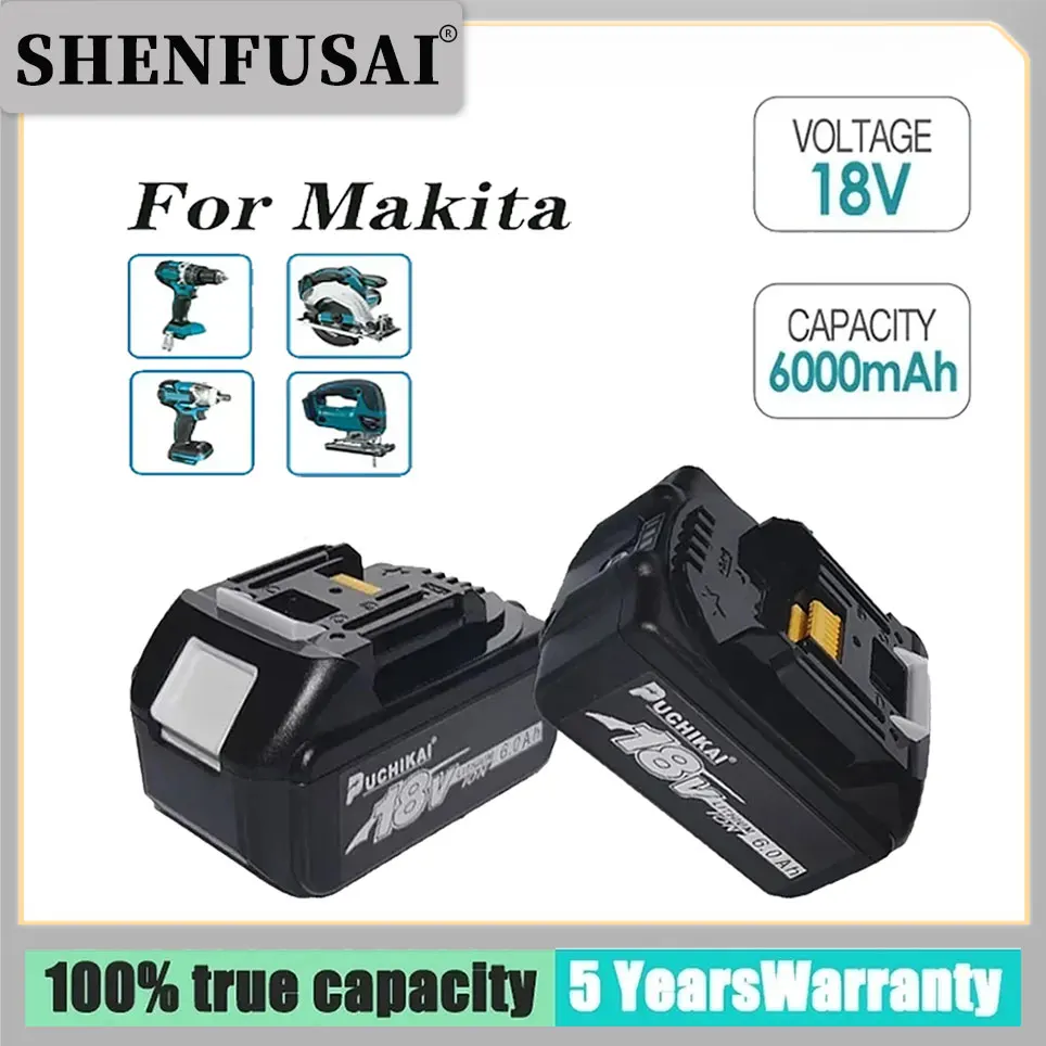 

For Makita 6000mAh Power Tool Rechargeable Battery, Replaceable LED Lithium-ion 6.0Ah 18V BL1860B BL1860 BL1850 BL1830 BL1815