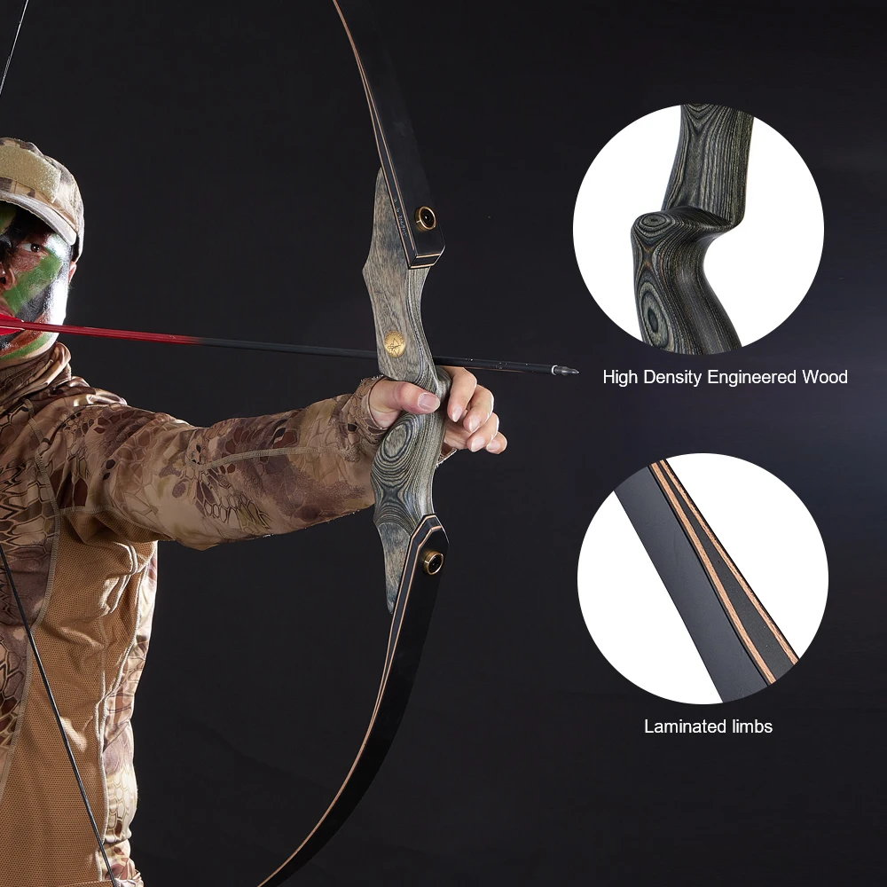 Toparchery bow and arrow set 60inch recurve bow  wooden Archery Bow for Right Hand and left hand Takedown Bow for practice hunt