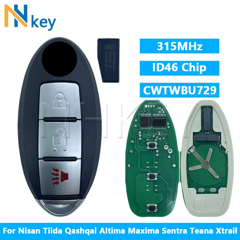 

NH KEY CWTWBU729 ID46 Чип 315 МГц Автомобильный дистанционный ключ для технологии Tiida Qashqai Altima Maxima Sentra Teana Xtrail