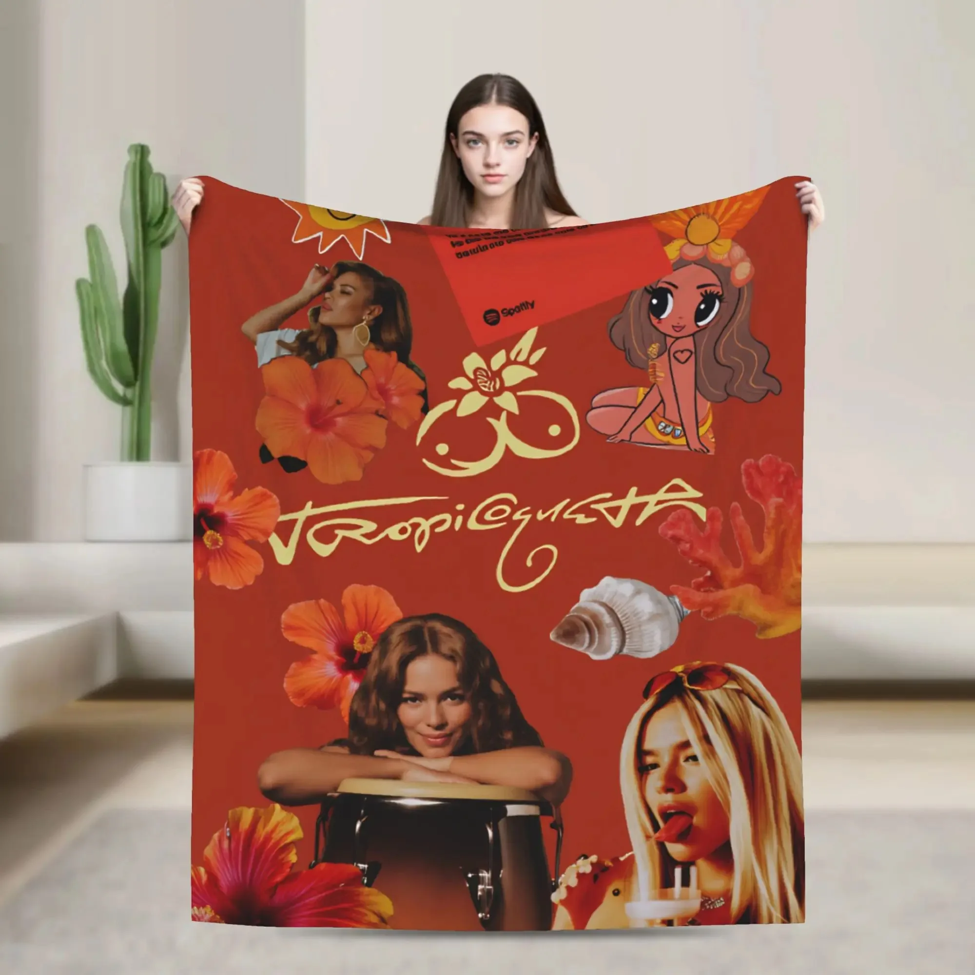 

Manana Sera Bonito Karol G Flannel Blanket Soft Throw Blanket for Living Room Travel Funny Bedspread Sofa Bed Cover