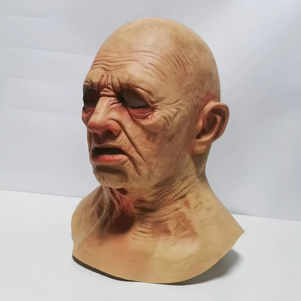 GHDLM Realistic Old Man Mask Bald Man Latex Mask Realistic Face Mask Halloween Party Cosplay Party Costume Mask