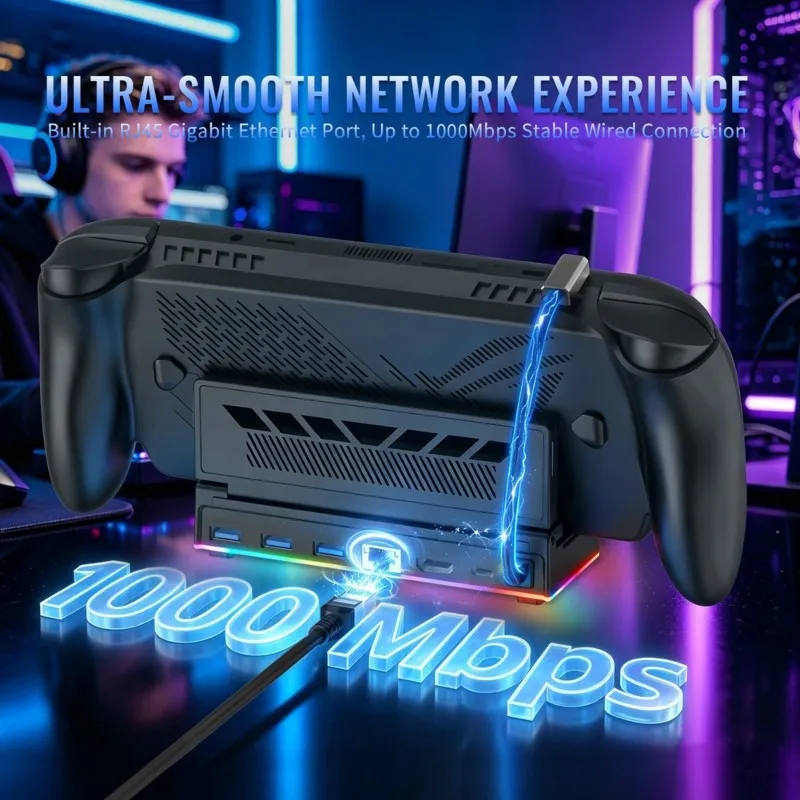For Steam Deck For ROG Ally/ Handheld Console Docking Station 6-In-1 For Gaming TV Adapter Hub PD Charging User-Friendly