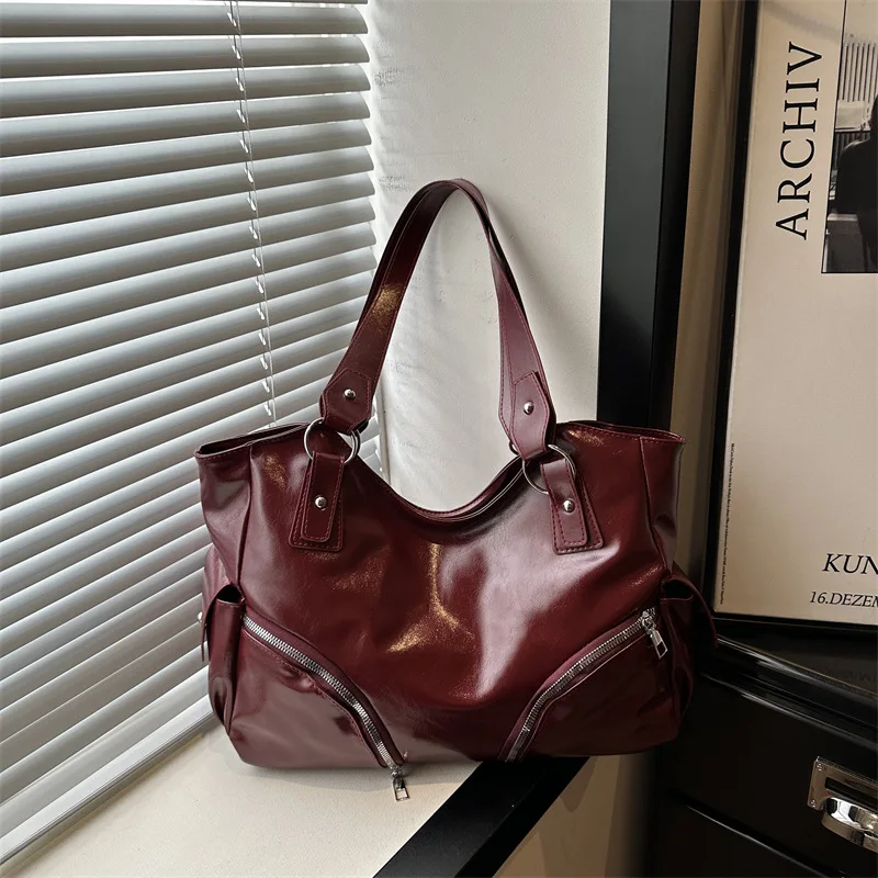 2026 New Women's Shoulder Bag Fashion High Quality Women's Handbag Solid Color Versatile Multi Functional Shopping Storage Bag
