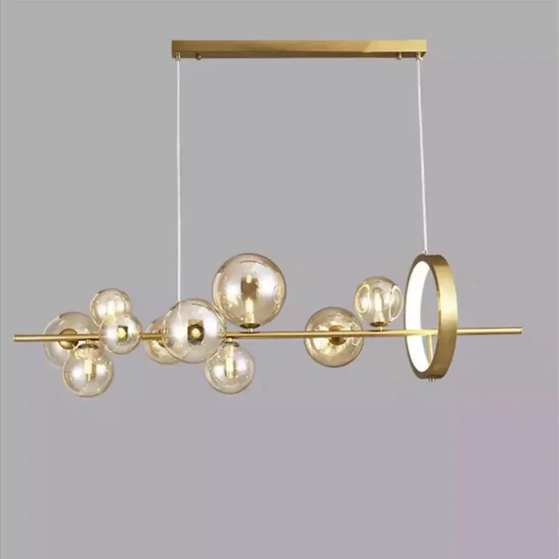 Lámparas colgantes Led con anillos modernos, bolas de cristal para mesa, comedor, cocina, Isla, candelabro, luz de suspensión para el hogar,