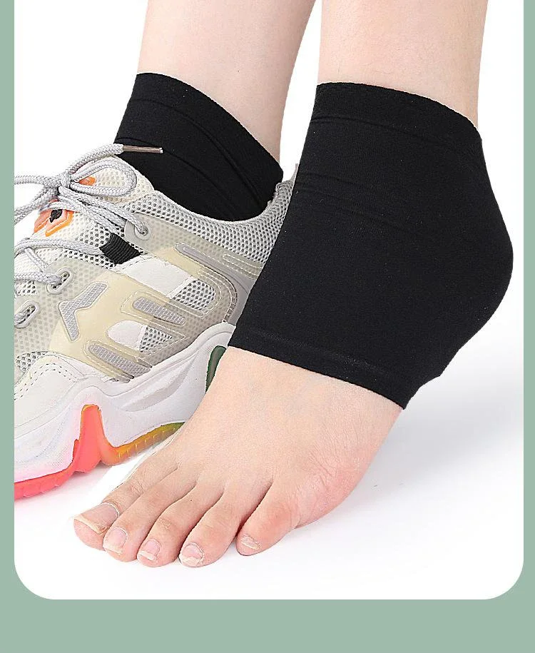 1 Paar elastische Fersenschoner mit Silikonpolster, wiederverwendbare Fersenstützsocken aus Stoff mit Gel-Einlagen für die tägliche Fußpflege – Detail 5
