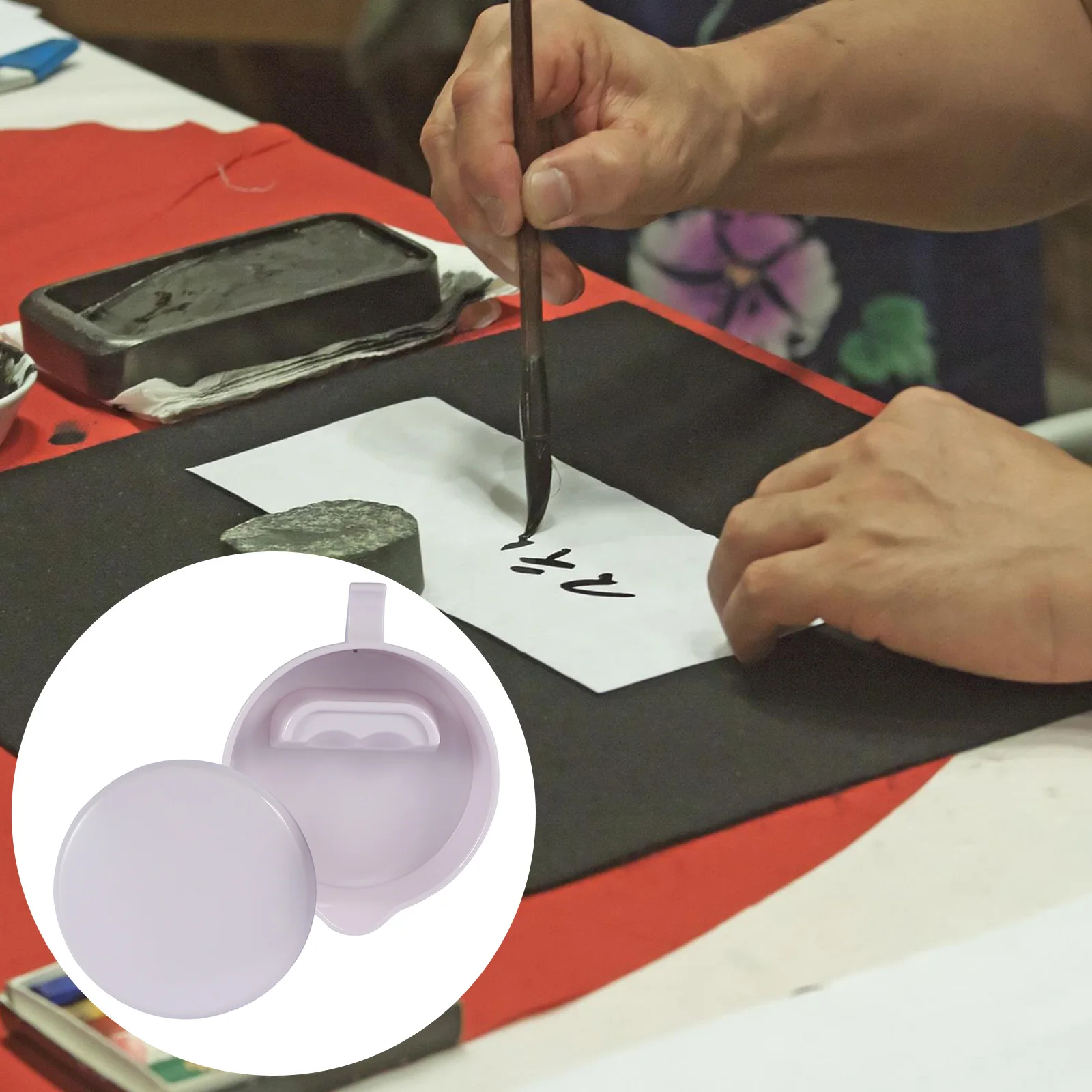 

Set Sturdy Portable Calligraphy Ink Fountain High Grade Material Easy to Clean for Drawing Practice