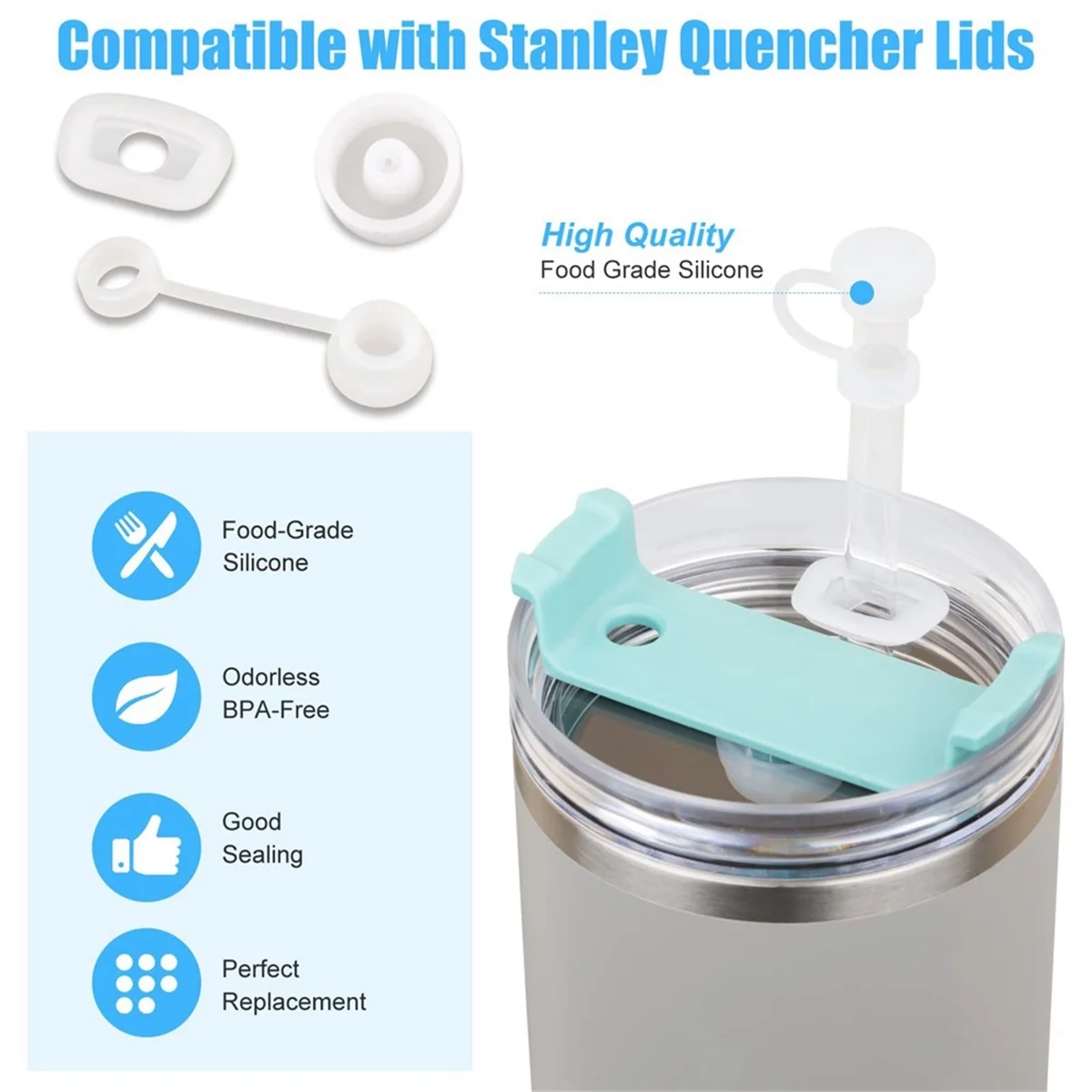 Tappo antispruzzo in silicone da 6 pezzi per tazza 1,0 40/30/20 Oz, kit guarnizioni in silicone a tenuta stagna per tappo antispruzzo