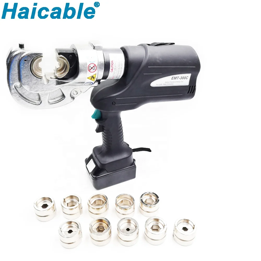 EMT-300C 16-300mm2 رأس العقص السريع 360 درجة الدورية بطارية تعمل بالطاقة أدوات هيدروليكية آلة العقص الهيدروليكية #5