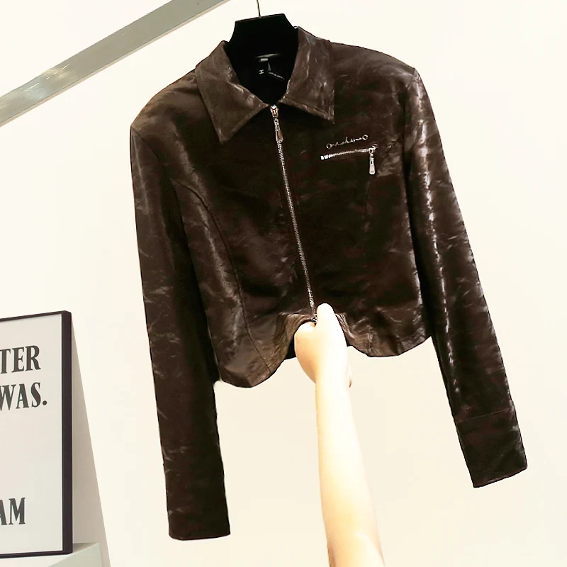 

Женская демисезонная куртка Slim Fit для мотоциклистов с прочной молнией, длинными рукавами, модным дизайном и универсальным кроем
