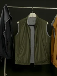 Chinese Brand Free Fall and winter men's casual and versatile stand up collar trend sleeveless vest And same series Jacket Coat