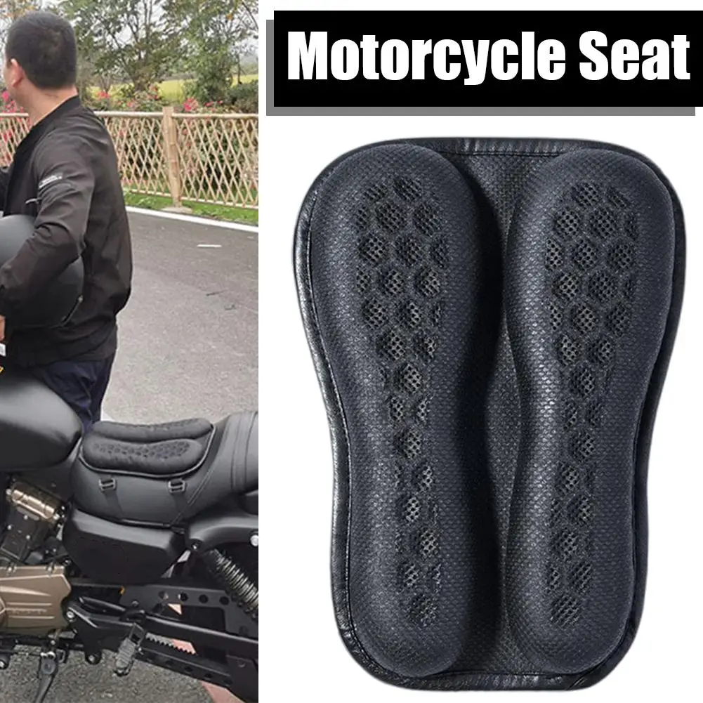 Motorcycle Seat Cushion Rear Seat Pads 3D Blow Air Cushion Breathable Cushion Rebound Saddle Slow Pad Shockproof Memory Gel L6U4