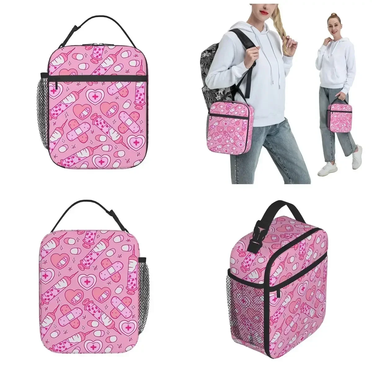 Insulated Lunch Bag Nursing Medica Nurse Bright Pink Product Storage Food Box Fashion Thermal Cooler Lunch Box For School