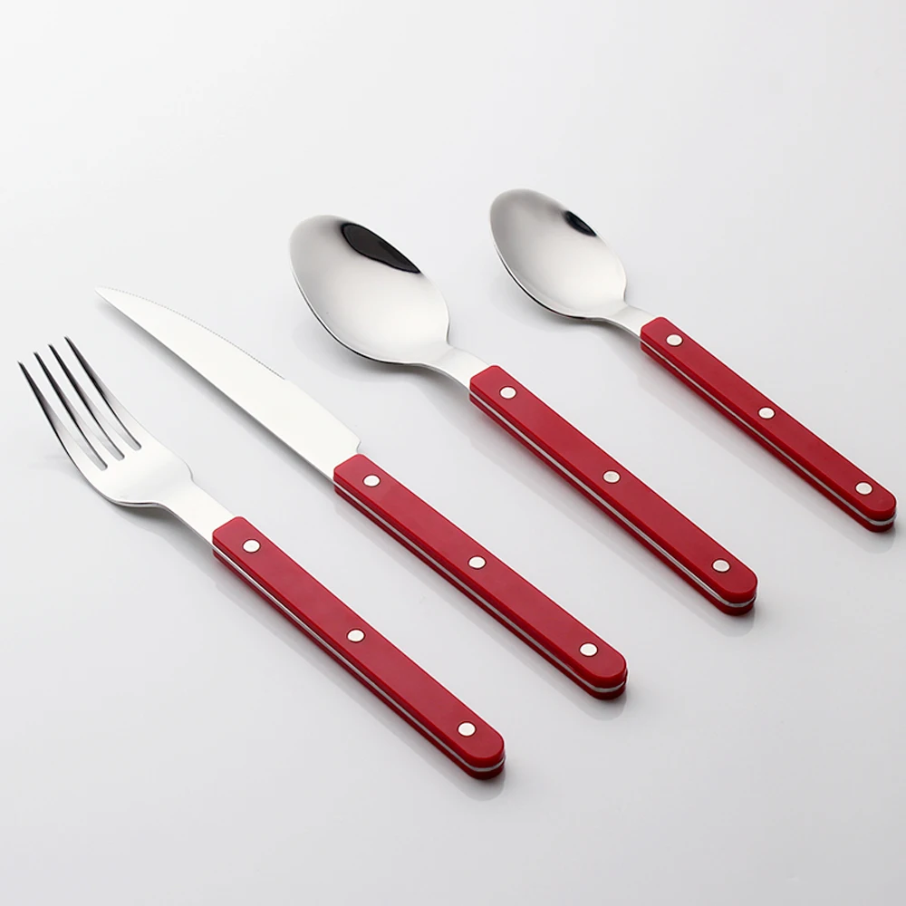 New Design Dinnerware 4 In 1 Set Stainless Steel 18/8(304) ABS Handle With Rivets Top Mirror Polishing Cutlery Sets For Kitchen