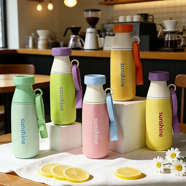 Nuevo Vaso Térmico de Acero Inoxidable de Gran Capacidad, Vaso Multiportátil con Pajita, Botella de Leche de Regalo, Vaso Creativo Bama para Agua