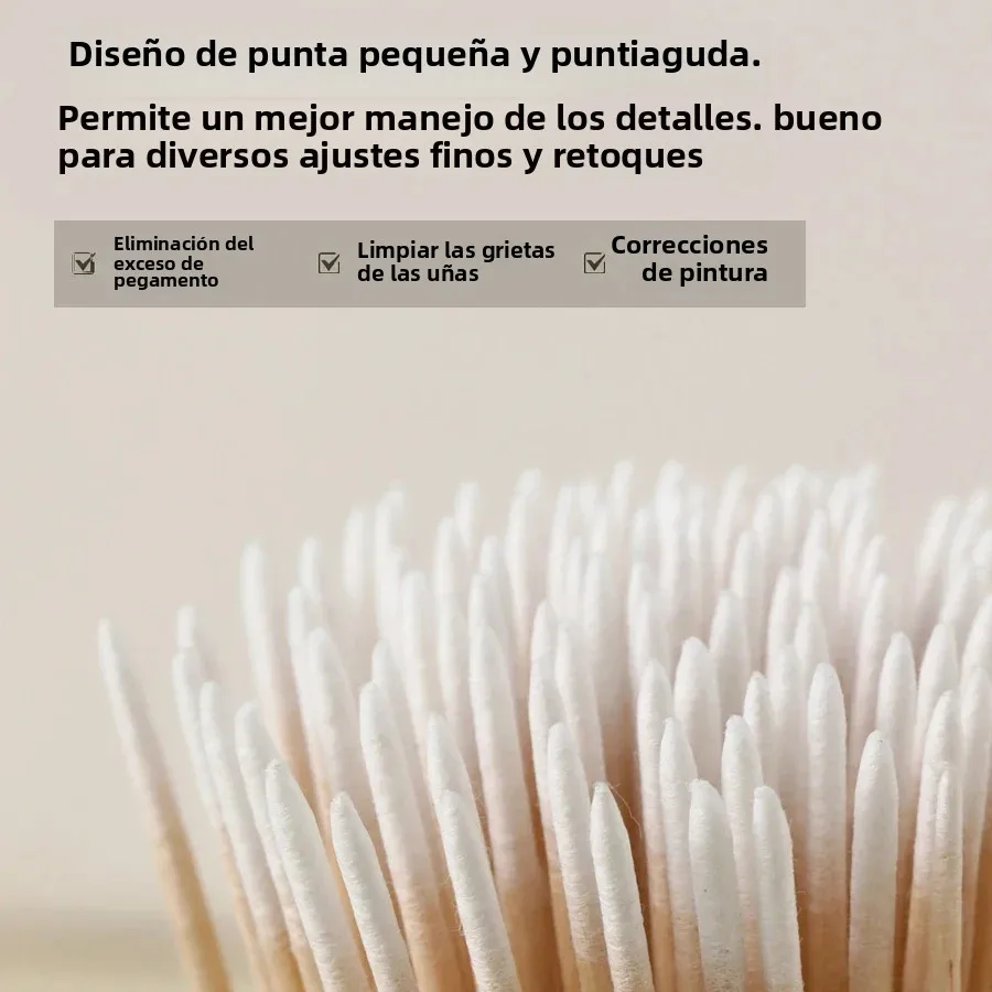 100 piezas de hisopos de algodón de doble punta con puntas finas para arte de uñas, maquillaje, corrección de delineador, herramientas de belleza 2