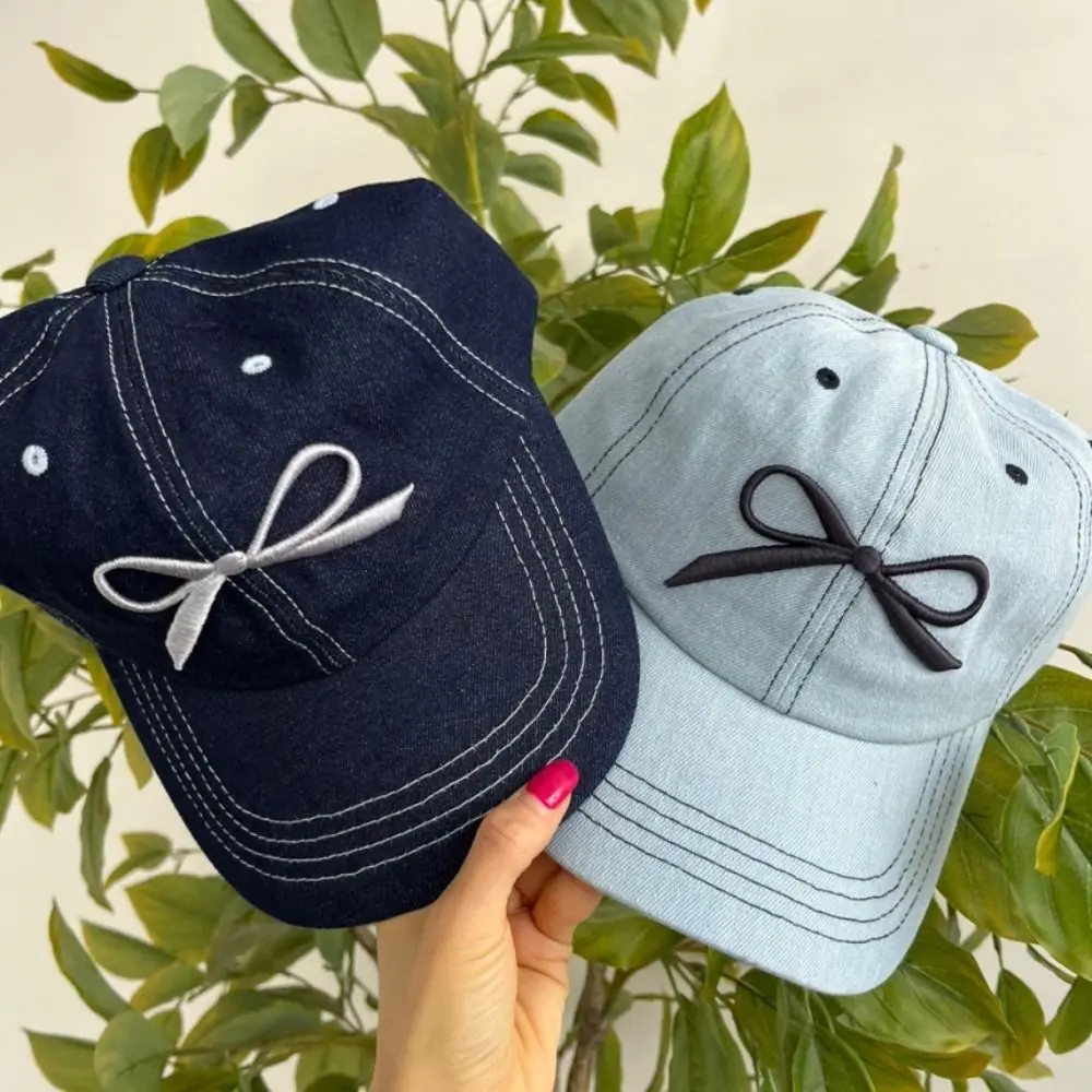 

Apparel Accessories Embroidery Embroidery Bow Baseball Cap Cotton Sun Cap Bowknot Baseball Hat Sunscreen Retro Sun Hat Girl