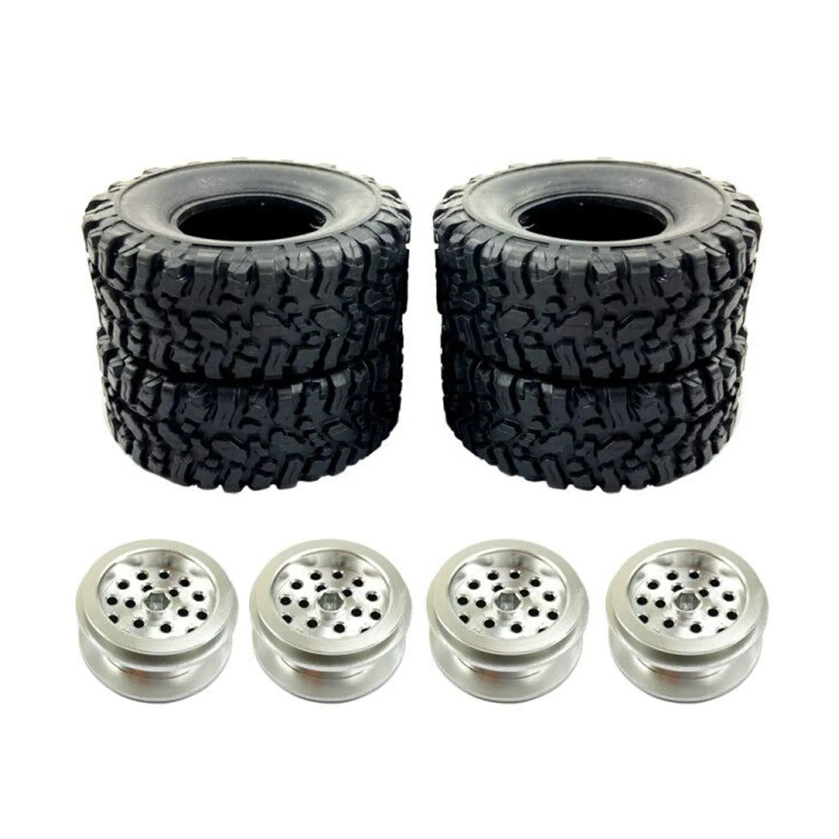 ABUM-8X For WPL C14 C24 C34 C44 B14 B24 MN D90 D91 MN99S RC Car Upgrade Parts Metal Wheel Rim Tyre Tires Set Accessories