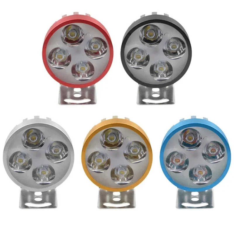 5 Colors  4 LED 12V-90V LED Motorbike E-bike Headlamp Super Bright Light Waterproof Bulb car styling  Motorcycle Headlight