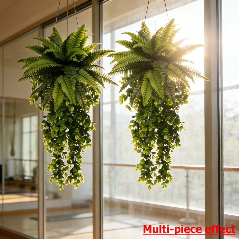 5PC Large Artificial Green Plant Set Eucalyptus Wall Hanging Plants and Persian Grass Suitable for Decoration Wedding Gardens