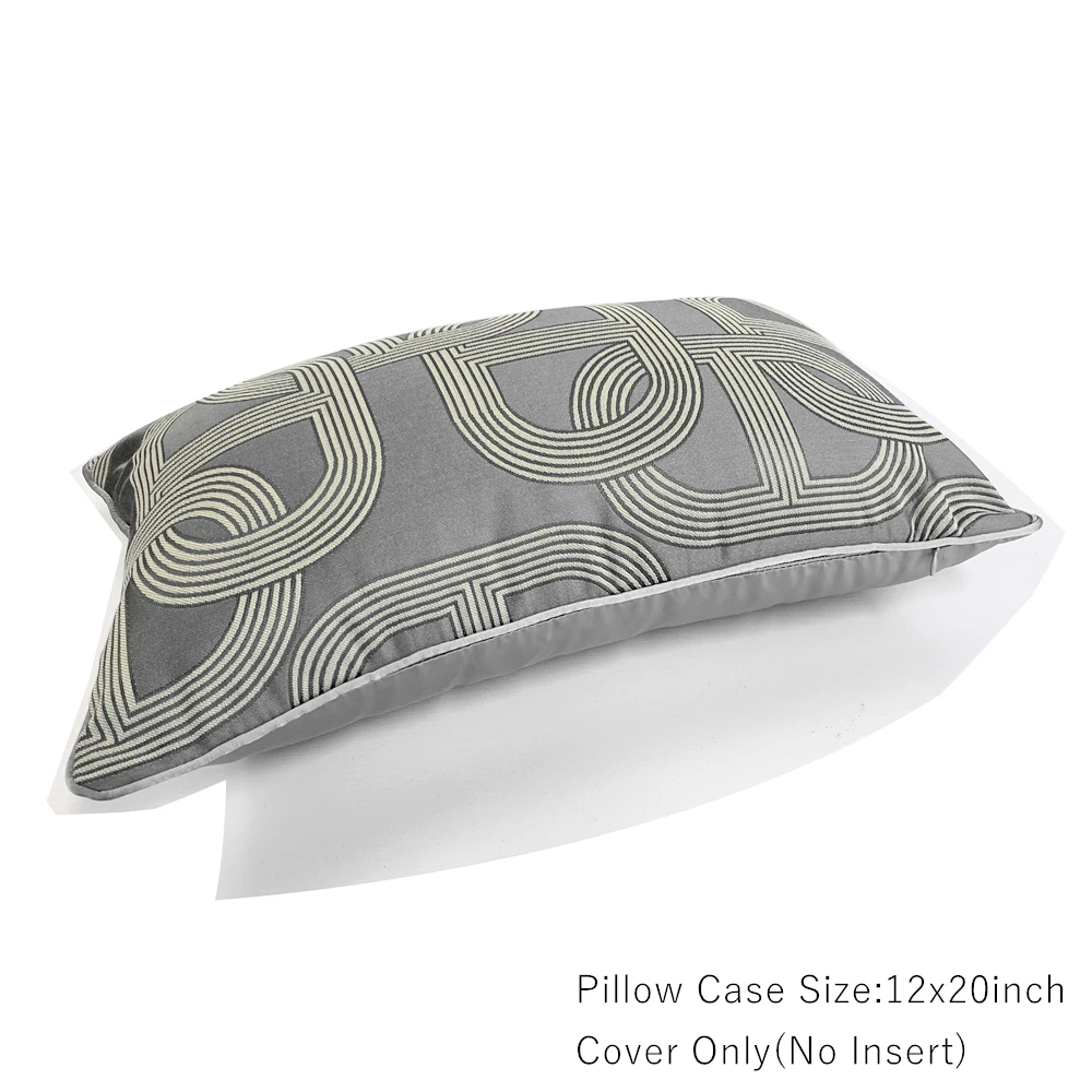 Geometria contemporanea catena grigio scuro ellisse divano sedia Designer piping fodera per cuscino Decor Home Pillow Case 18x18 pollici