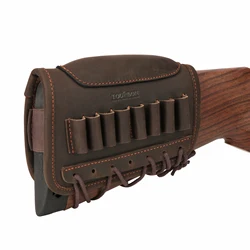 Tourbon Hunting Accessories Leather Rifle Cheek Rest Gun Buttstock Cover with Ammo Holder for caliber .30-30 .30-06 .308win