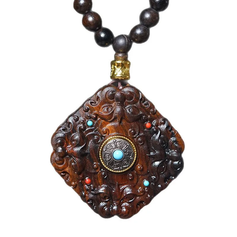 Natural Agarwood Necklace DIY Prayer Beads Fortune Luck Unisex Wooden Collectible Perfect Festival Gift
