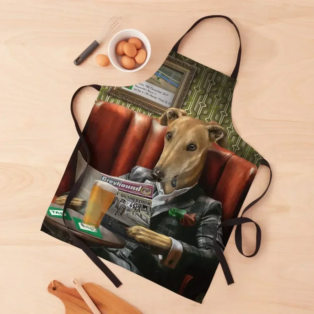 

Greyhound Dog Portrait - Rusty Apron Salon professional kitchen Art Men's Kitchen Apron