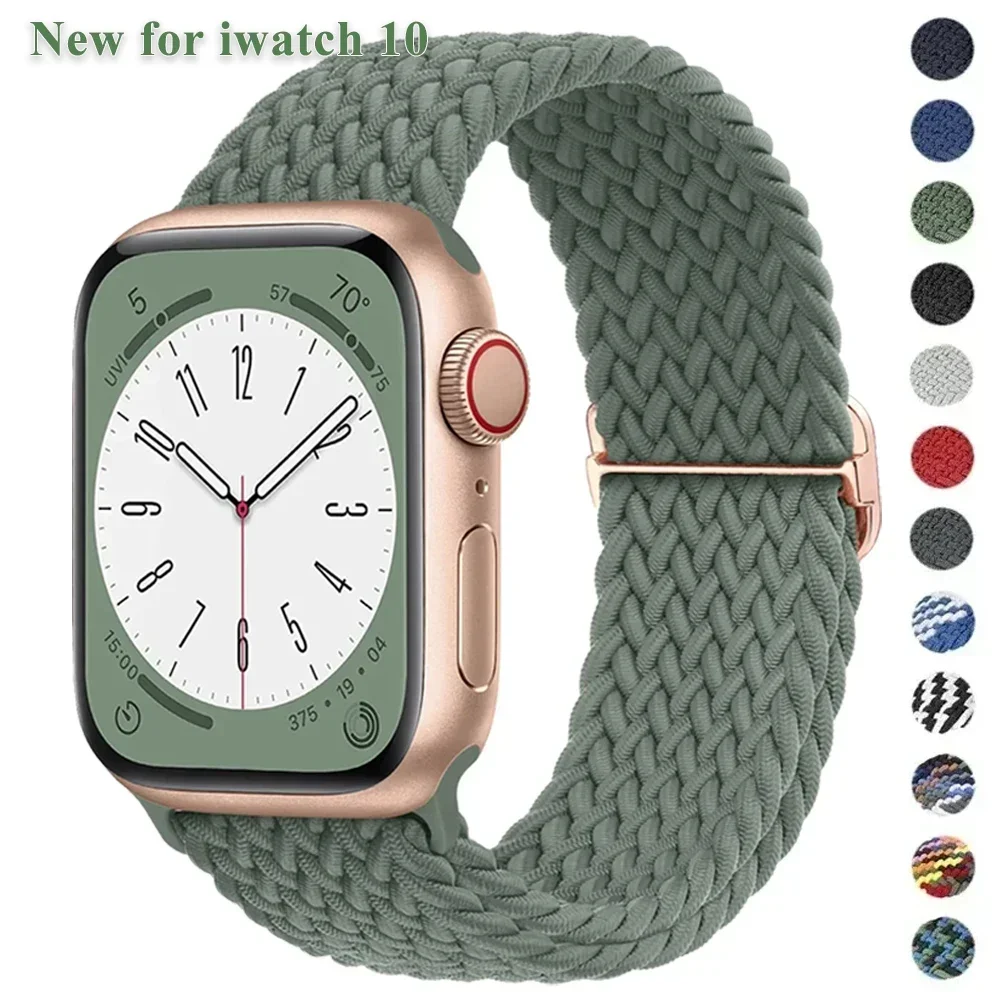 

Плетеный ремешок для Apple Watch 44 мм 45 мм 49 мм 42 мм 40 мм 41 мм 46 мм Эластичный браслет Solo correa Series 10 9 8 7 6 5 SE Ultra