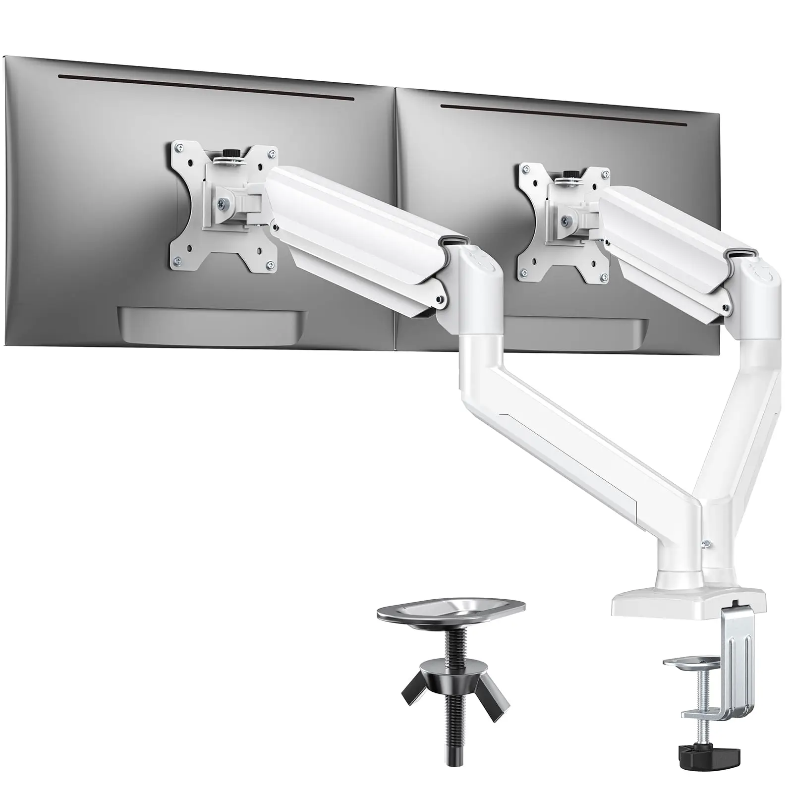 Suporte de Monitor Duplo para Telas de 17–32” Suporte de Monitor Duplo Ajustável com 180 ° Giratório Inclinação 360 ° Rotação para Home Office