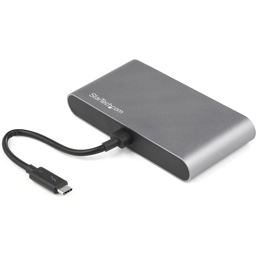 محطة إرساء Thunderbolt 3 محمولة مزدوجة الشاشة مع HDMI 4K 60 هرتز، 2 منفذ USB-A (3.0/2.0)، جيجابت إيثرنت - 11 بوصة