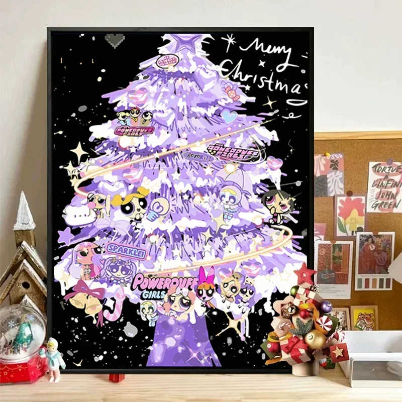 

Hello Kitty Cinnamoroll Anime Kuromi Ins MINISO Christmas Tree Cute Cartoon Kawaii Ins Painting Decoration Gifts for Girls